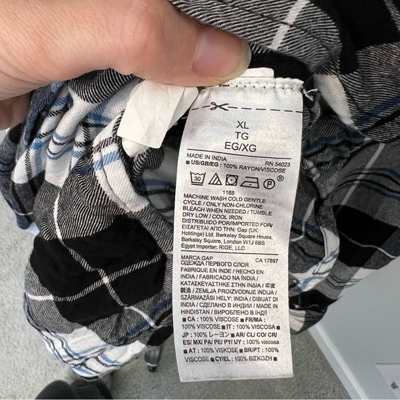 Gap Half Button Black and White Plaid Shirt Dress - Picture 11 of 12